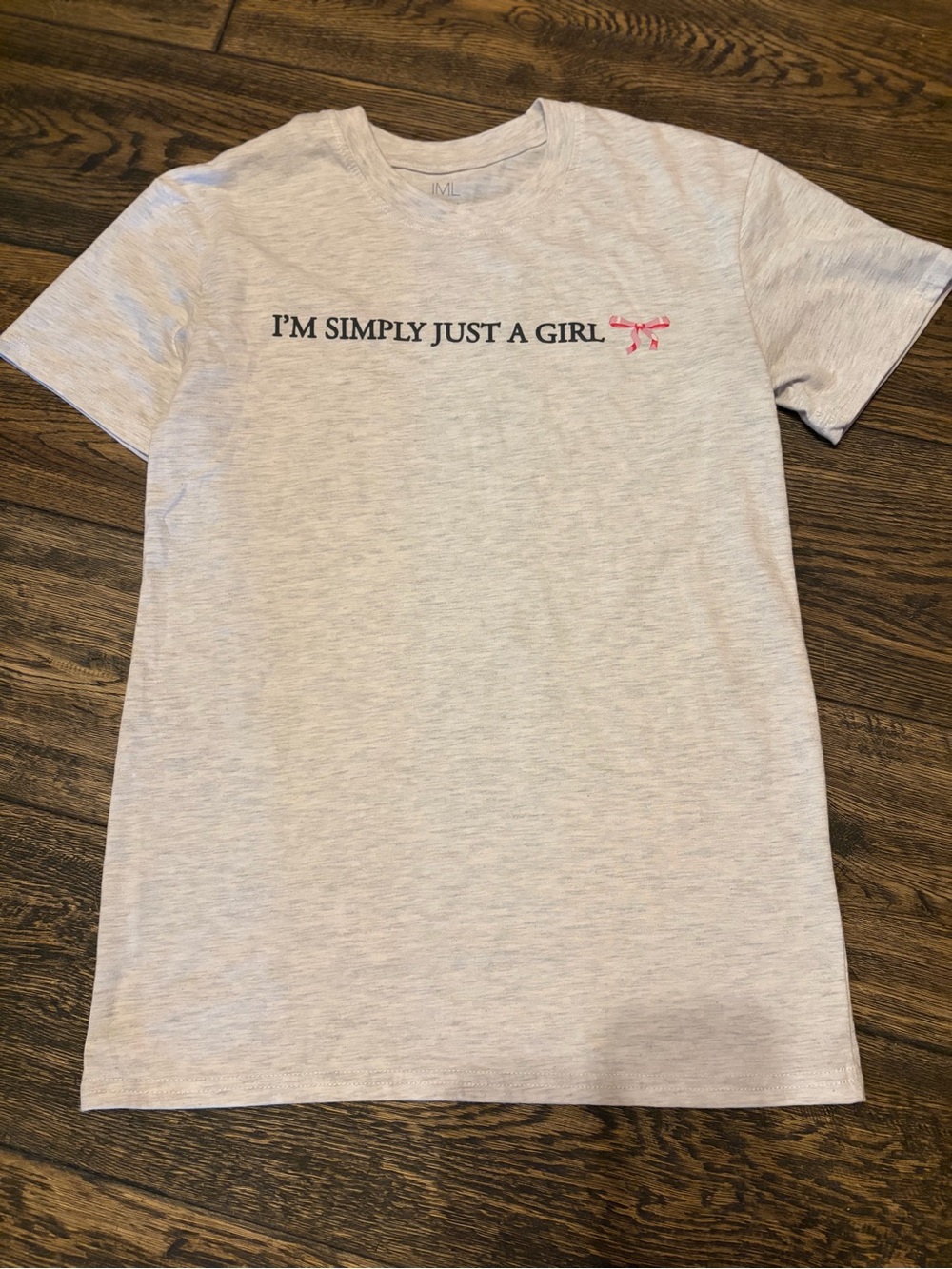Girls' Heather Gray Short Sleeve Tee with Pink Bow Graphic